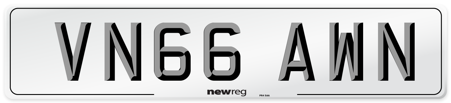 VN66 AWN Number Plate from New Reg